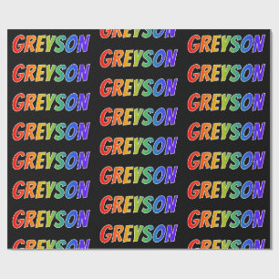 Rainbow First Name "GREYSON"; Fun & Colourful Wrapping Paper