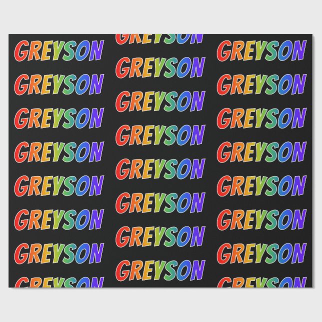Rainbow First Name "GREYSON"; Fun & Colourful Wrapping Paper (Flat)