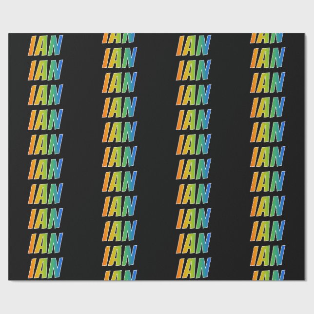Rainbow First Name "IAN"; Fun & Colourful Wrapping Paper (Flat)