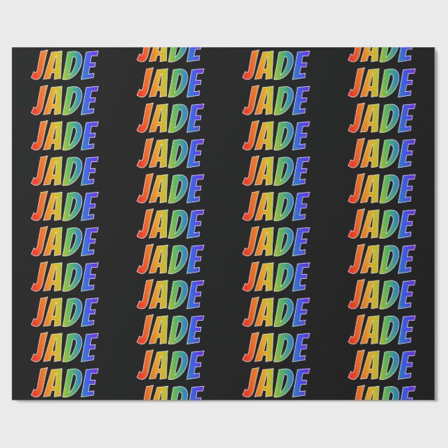 Rainbow First Name "JADE"; Fun & Colourful Wrapping Paper (Flat)