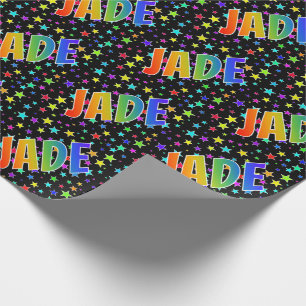 Rainbow First Name "JADE" + Stars Wrapping Paper