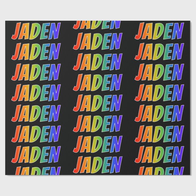 Rainbow First Name "JADEN"; Fun & Colourful Wrapping Paper (Flat)