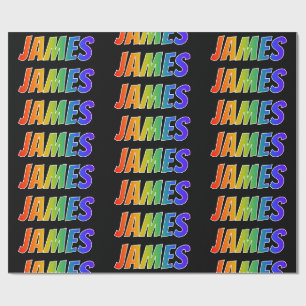 Rainbow First Name "JAMES"; Fun & Colourful Wrapping Paper