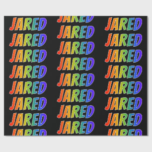 Rainbow First Name "JARED"; Fun & Colourful Wrapping Paper