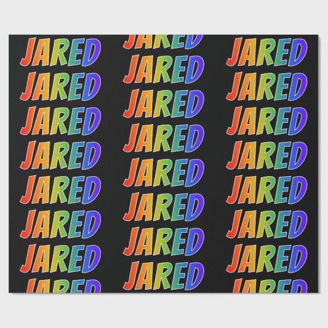 Rainbow First Name "JARED"; Fun & Colourful Wrapping Paper (Flat)