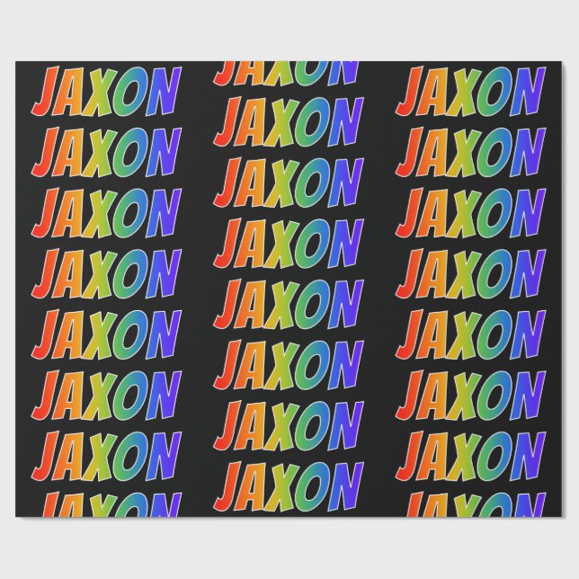 Rainbow First Name "JAXON"; Fun & Colourful Wrapping Paper (Flat)