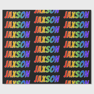Rainbow First Name "JAXSON"; Fun & Colourful Wrapping Paper