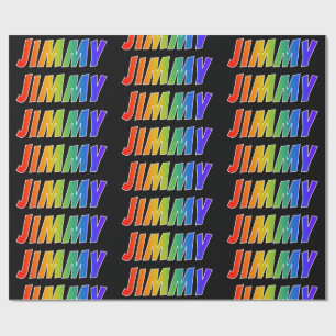 Rainbow First Name "JIMMY"; Fun & Colourful Wrapping Paper