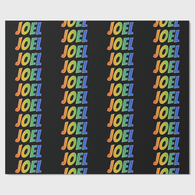 Rainbow First Name "JOEL"; Fun & Colourful Wrapping Paper (Flat)