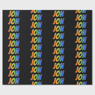 Rainbow First Name "JON"; Fun & Colourful Wrapping Paper