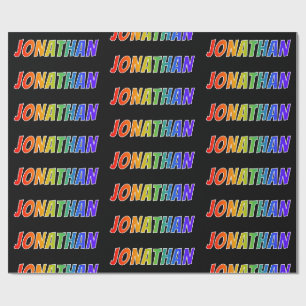 Rainbow First Name "JONATHAN"; Fun & Colourful Wrapping Paper