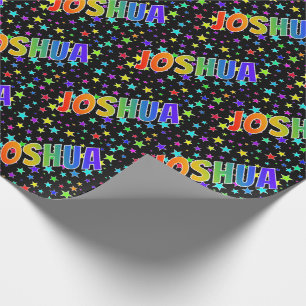 Rainbow First Name "JOSHUA" + Stars Wrapping Paper