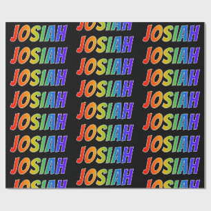 Rainbow First Name "JOSIAH"; Fun & Colourful Wrapping Paper