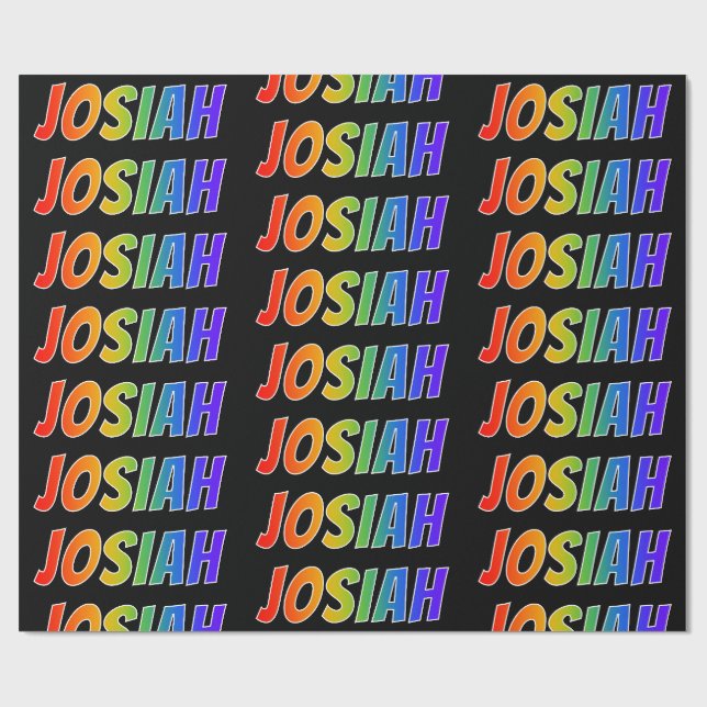 Rainbow First Name "JOSIAH"; Fun & Colourful Wrapping Paper (Flat)