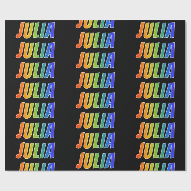 Rainbow First Name "JULIA"; Fun & Colourful Wrapping Paper (Flat)