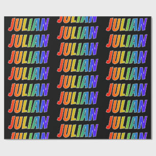 Rainbow First Name "JULIAN"; Fun & Colourful Wrapping Paper