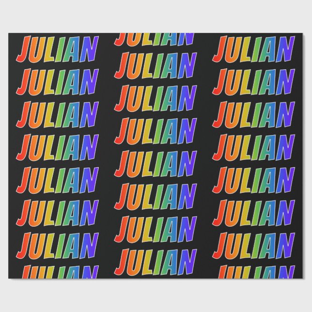 Rainbow First Name "JULIAN"; Fun & Colourful Wrapping Paper (Flat)