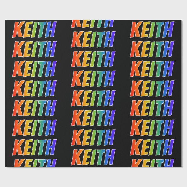Rainbow First Name "KEITH"; Fun & Colourful Wrapping Paper (Flat)