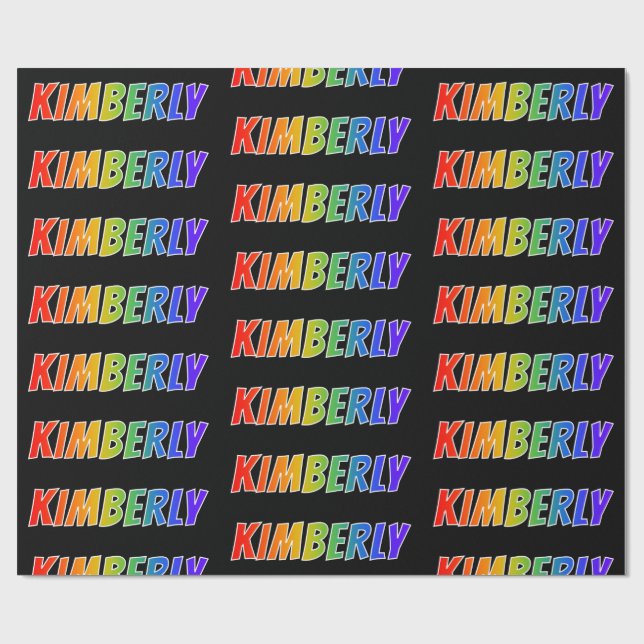 Rainbow First Name "KIMBERLY"; Fun & Colourful Wrapping Paper (Flat)