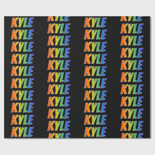 Rainbow First Name "KYLE"; Fun & Colourful Wrapping Paper