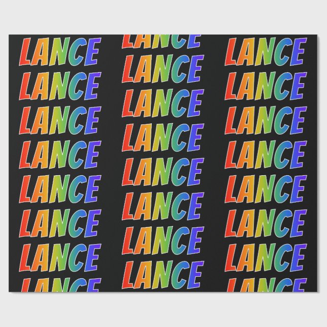 Rainbow First Name "LANCE"; Fun & Colourful Wrapping Paper (Flat)