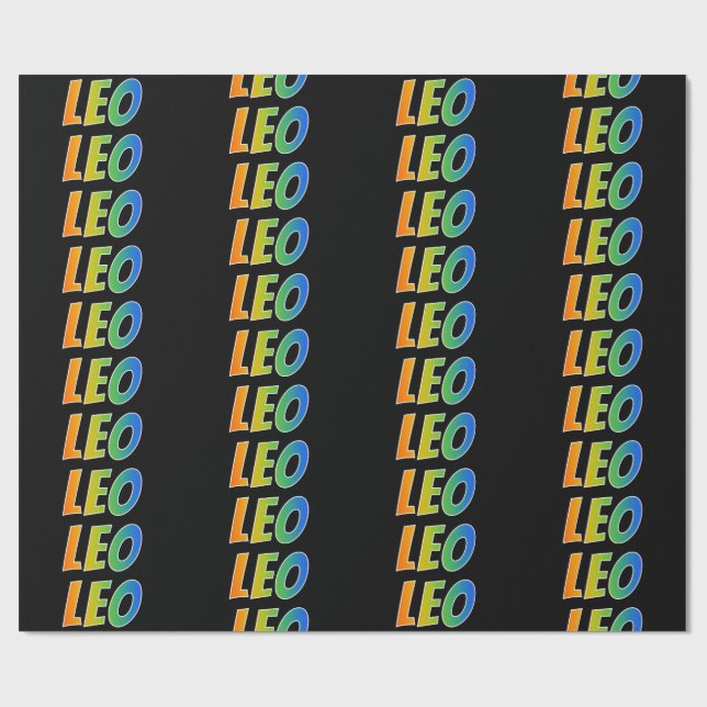Rainbow First Name "LEO"; Fun & Colourful Wrapping Paper (Flat)