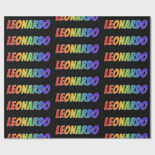 Rainbow First Name "LEONARDO"; Fun & Colourful Wrapping Paper