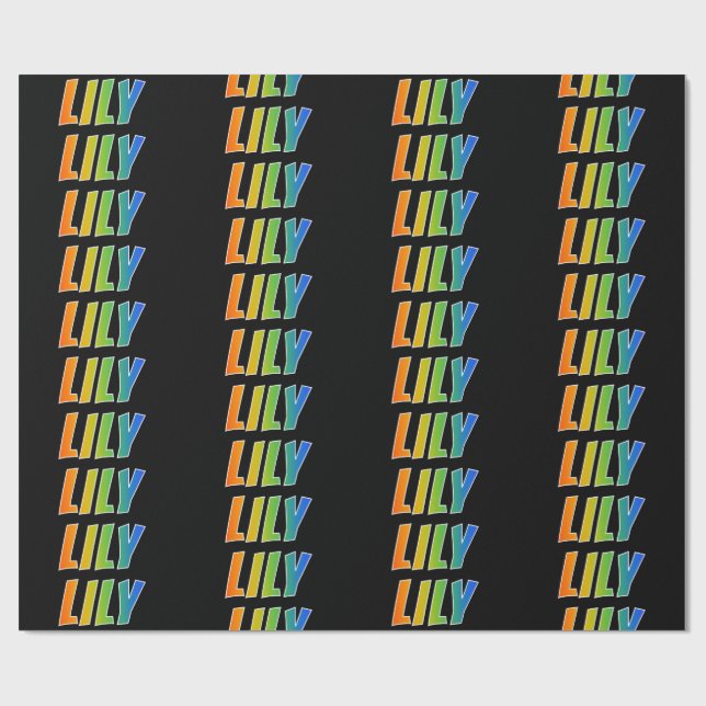 Rainbow First Name "LILY"; Fun & Colourful Wrapping Paper (Flat)