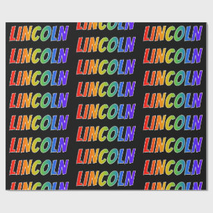 Rainbow First Name "LINCOLN"; Fun & Colourful Wrapping Paper