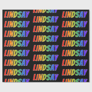 Rainbow First Name "LINDSAY"; Fun & Colourful Wrapping Paper