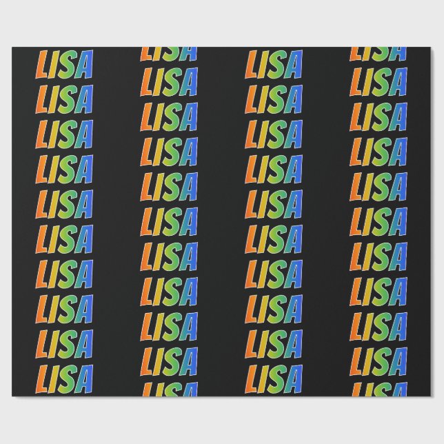 Rainbow First Name "LISA"; Fun & Colourful Wrapping Paper (Flat)