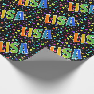 Rainbow First Name "LISA" + Stars Wrapping Paper
