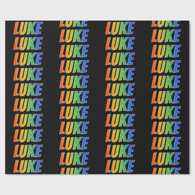 Rainbow First Name "LUKE"; Fun & Colourful Wrapping Paper (Flat)