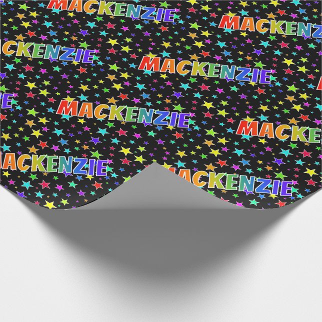 Rainbow First Name "MACKENZIE" + Stars Wrapping Paper (Corner)
