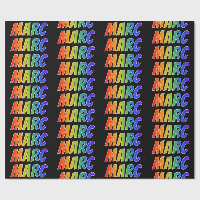 Rainbow First Name "MARC"; Fun & Colourful Wrapping Paper (Flat)
