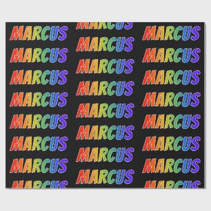 Rainbow First Name "MARCUS"; Fun & Colourful Wrapping Paper
