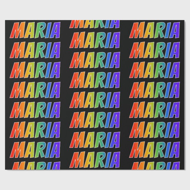 Rainbow First Name "MARIA"; Fun & Colourful Wrapping Paper (Flat)