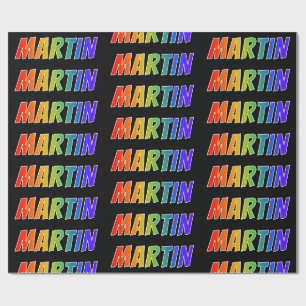 Rainbow First Name "MARTIN"; Fun & Colourful Wrapping Paper