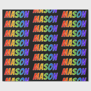 Rainbow First Name "MASON"; Fun & Colourful Wrapping Paper