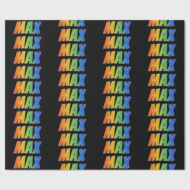 Rainbow First Name "MAX"; Fun & Colourful Wrapping Paper (Flat)