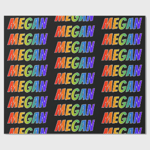 Rainbow First Name "MEGAN"; Fun & Colourful Wrapping Paper