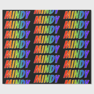 Rainbow First Name "MINDY"; Fun & Colourful Wrapping Paper