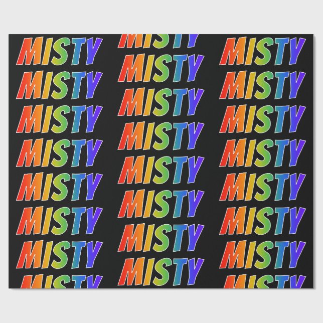 Rainbow First Name "MISTY"; Fun & Colourful Wrapping Paper (Flat)