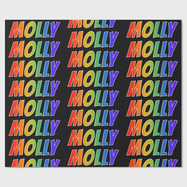 Rainbow First Name "MOLLY"; Fun & Colourful Wrapping Paper (Flat)