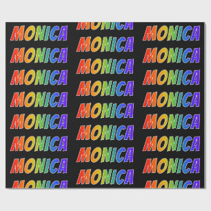 Rainbow First Name "MONICA"; Fun & Colourful Wrapping Paper