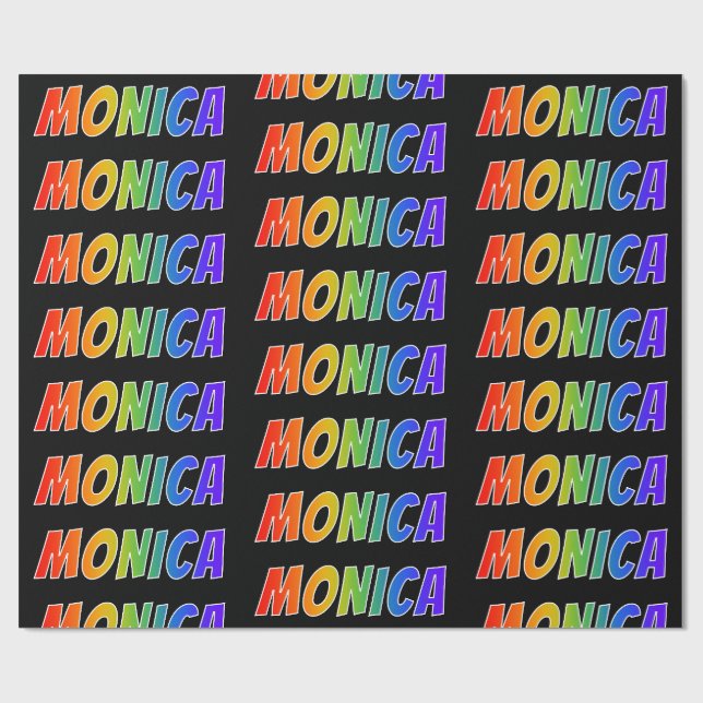 Rainbow First Name "MONICA"; Fun & Colourful Wrapping Paper (Flat)