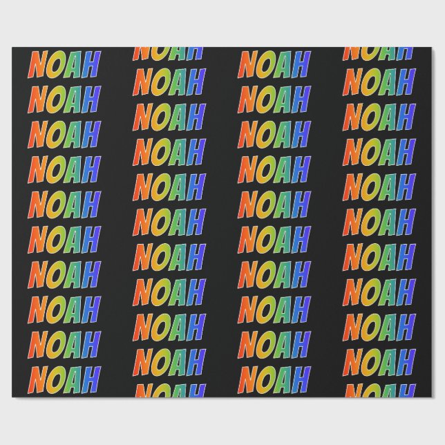 Rainbow First Name "NOAH"; Fun & Colourful Wrapping Paper (Flat)