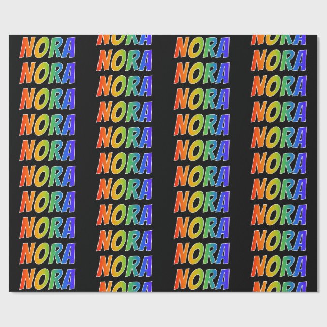 Rainbow First Name "NORA"; Fun & Colourful Wrapping Paper (Flat)
