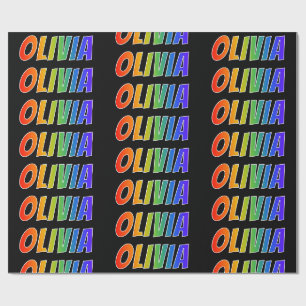 Rainbow First Name "OLIVIA"; Fun & Colourful Wrapping Paper