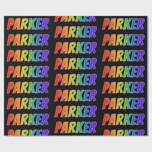 Rainbow First Name "PARKER"; Fun & Colourful Wrapping Paper